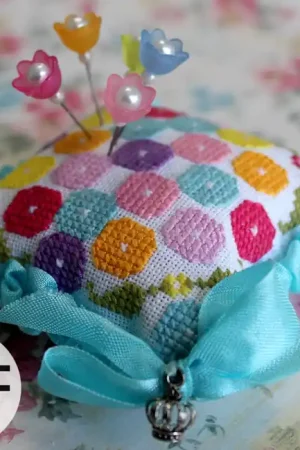 Bargain PDF Penelope's Posies Pincushion Cross Stitch Pattern by Lindy Stitches