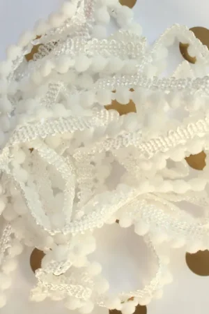 Snow Mini Pom Pom Trim by Lady Dot Creates Hand Dyed 2 Yards White Instant Buy