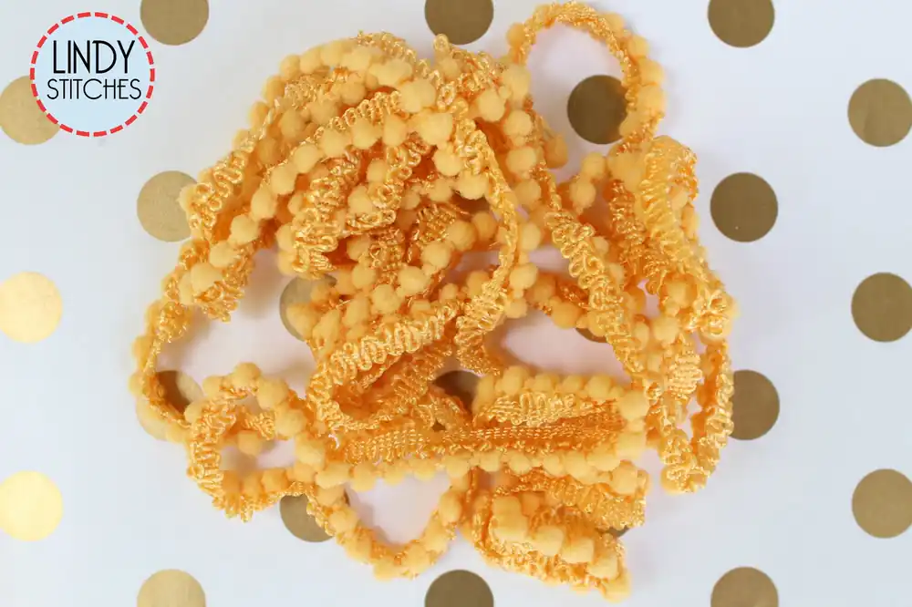 Mother Lode Mini Pom Pom Trim by Lady Dot Creates Hand Dyed 2 Yards Yellow Fresh Stock
