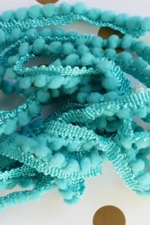 Caribe Mini Pom Pom Trim by Lady Dot Creates Hand Dyed 2 Yards Blue Buy Today
