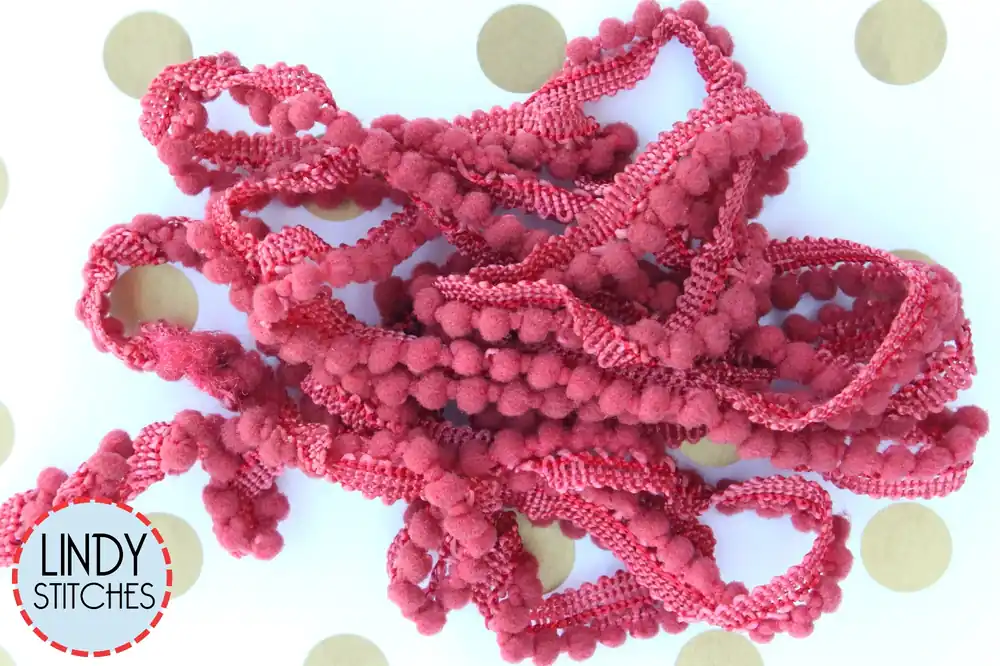 Brick House Mini Pom Pom Trim by Lady Dot Creates Hand Dyed 2 Yards Red Reduced Price