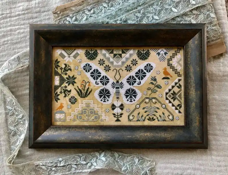 Best Price White Winter Moth Cross Stitch Pattern Kathy Barrick