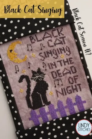 Black Cat Singing Black Cat Season #2 Cross Stitch Pattern by Lindy Stitches Best Choice
