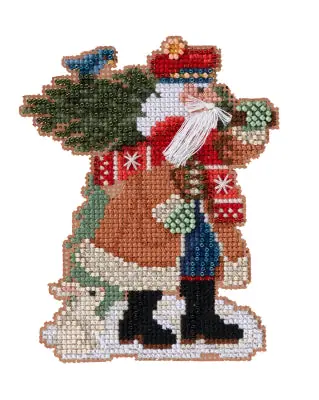 Seasonal Sale Douglas Fir Santa Timberline Mill Hill Ornament Kit with Beads MH20-2232