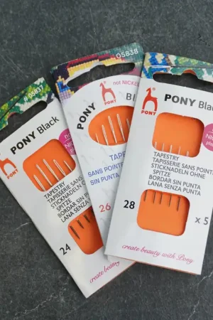 Price Cut Pony Black Tapestry Needles Size 24 26 28 for Cross Stitch (Black with White Eye)