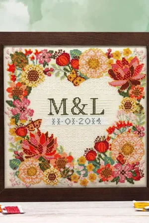 Modern Botanical Wedding Sampler Counting Puddles Cross Stitch Pattern Same Day Shipping
