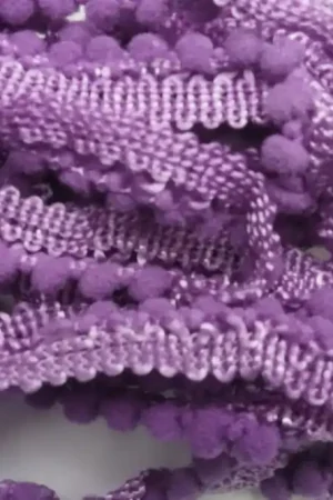 Exclusive Grape Fizz Mini Pom Pom Trim by Lady Dot Creates Hand Dyed 2 Yards Purple