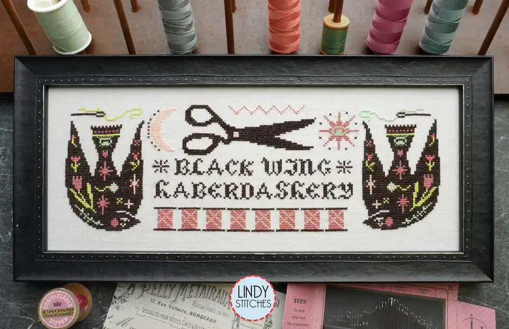 Warranty Included Black Wing Haberdashery Cross Stitch Pattern by Lindy Stitches