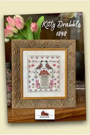 Same Day Shipping Kitty Drable by Red Barn Samplers Cross Stitch Pattern Nashville Market