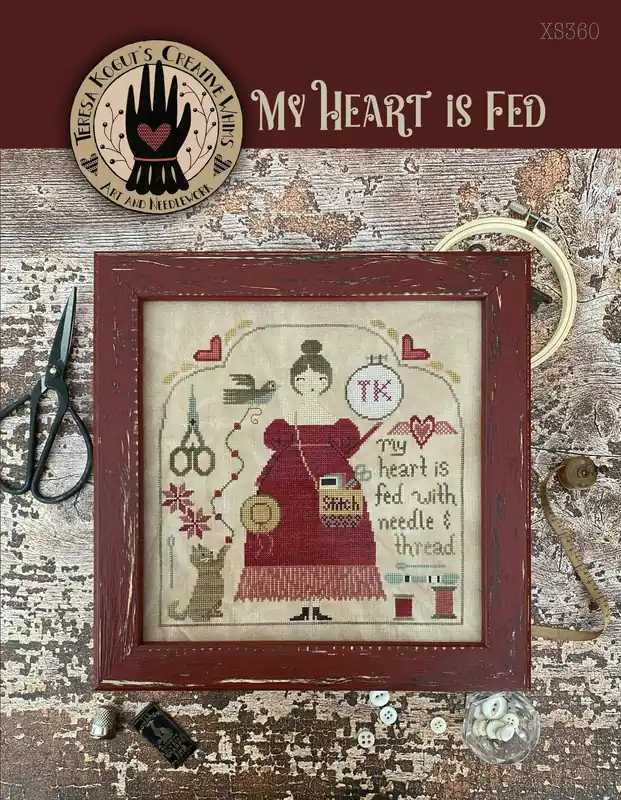 My Heart is Fed Cross Stitch Pattern by Teresa Kogut Nashville Market Order Now