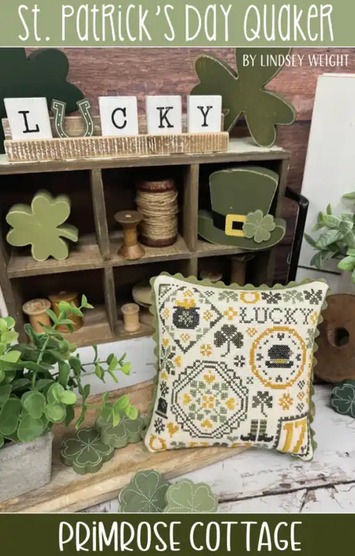 Exclusive Offer St. Patrick's Day Quaker Primrose Cottage Cross Stitch Pattern