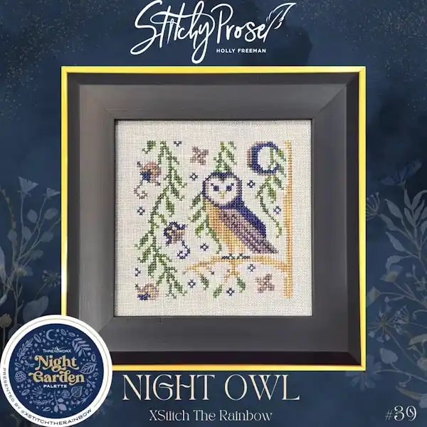 Night Owl Cross Stitch Pattern by Stitchy Prose Nashville Market Night Garden Fresh Stock