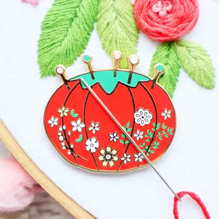 Hassle-Free Returns Tomato Pin Cushion Magnetic Needle Minder by Flamingo Toes