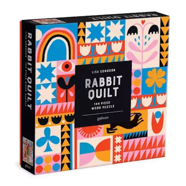 Exclusive Offer Lisa Congdon Rabbit Quilt 144 Piece Wood Puzzle