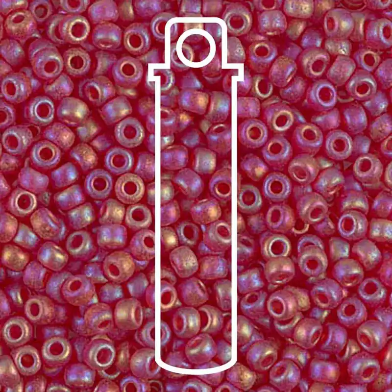 Miyuki Japanese Seed Beads Size 8/0 - Matte Transparent Ruby Aurora Borealis (Color #9141FR) Free Shipping