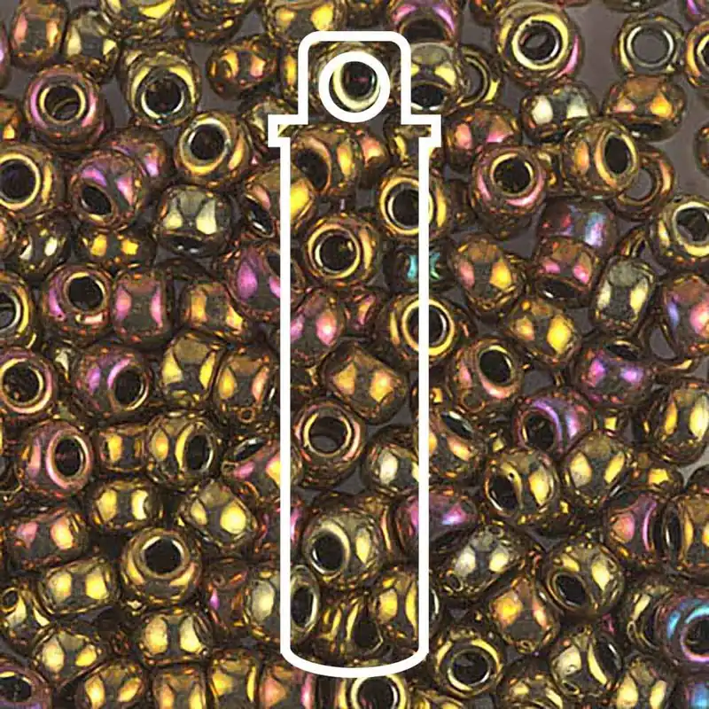 Miyuki Japanese Seed Beads Size 8/0 - Metallic Gold Iris (Color #9462) 20 Gram Tube Low Price