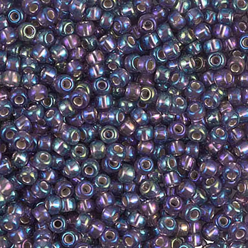 Premium Miyuki Japanese Seed Beads Size 8/0 - Silver Lined Aurora Borealis Amethyst (Color #91024) 250 Gram Bag