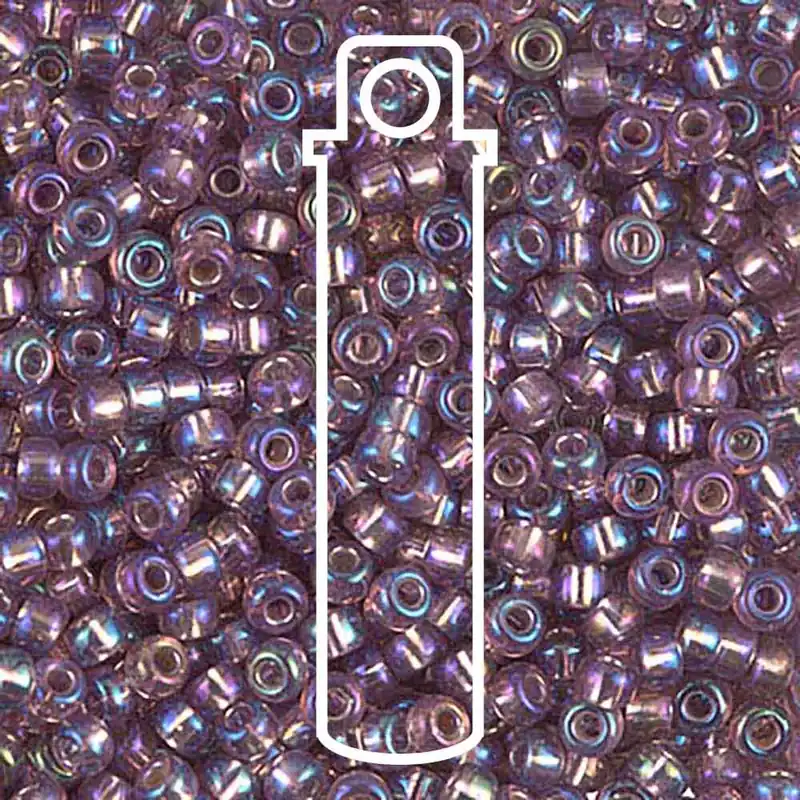 Must Have Miyuki Japanese Seed Beads Size 8/0 - Silver Lined Aurora Borealis Smoky Amethyst (Color #91012)
