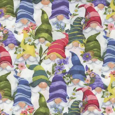 Wilmington Prints Gnome-Grown Susan Winget Packed Gnomes Multi Clearance