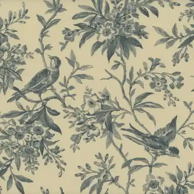 Budget Marcus Fabrics Haberdashery Dawn Heese Bird and Flower Toile Tan