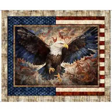 Express Delivery Quilting Treasures Fabrics 1776 by Dan Morris Red White Blue American Eagle Panel