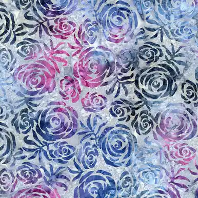 Brand New Timeless Treasures Fabrics Plumberry Tonga Batiks Heather Purple Grey Roses