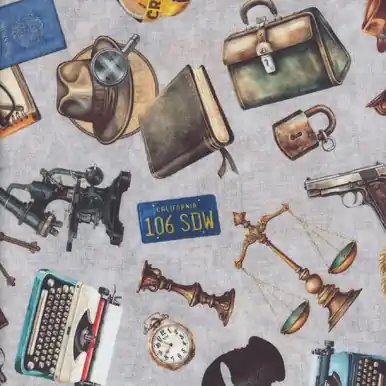 Quilting Treasures Fabrics True Detective Dan Morris Black Detective Tools High Quality