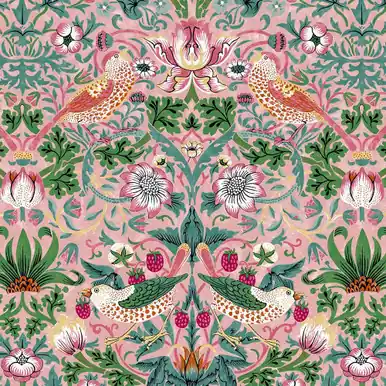 FreeSpirit Fabrics Bedford Park by William Morris & Co Strawberry Thief Blush Pink Special Offer