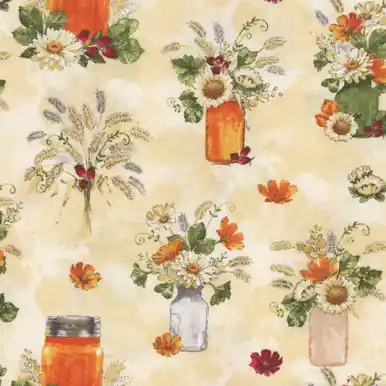 Brand New Wilmington Prints Harvest Blooms Beth Grove Harvest All Over Cream