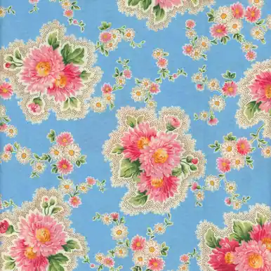 Quilting Treasures Fabrics Vintage Blooms Blue Dotted Floral Popular