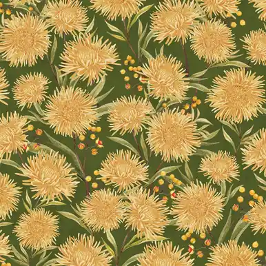 Wilmington Prints Chickadee Charm Danielle Leone Chrysanthemum All Over Green Trusted Brand