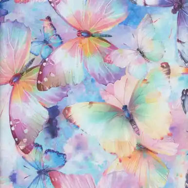 Clearance Timeless Treasures Fabrics Flutter Multi Packed Butterflies