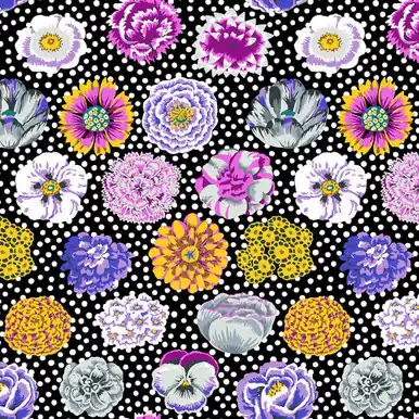 Professional Grade Free Spirit Fabrics August 2022 Kaffe Fassett Collective by Kaffe Fassett Big Blooms Black