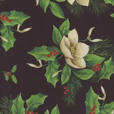 Limited Edition Windham Fabrics Whistler Studios 108 Inch Wide Quilt Back Christmas Blooms Black