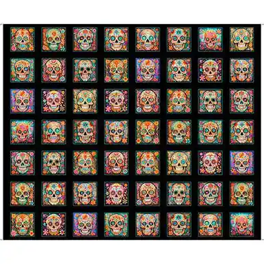 Quilting Treasures Fabrics Skullduggery Sugar Skull Patch Panel 36 Instant Buy