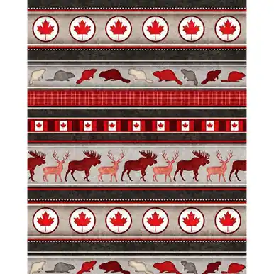 Quilting Treasures Fabrics The Great White North Animals Motifs Repeating Stripe Must Have