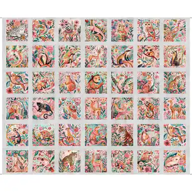 Certified Quilting Treasures Fabrics Exotica Dan Morris Grey Five Inch Animal Picture Patch Panel
