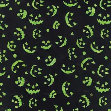 Limited Time Timeless Treasures Fabrics Tonga Batiks Haunted Halloween Spooky Pumpkin Smiles Lime Green Spooky