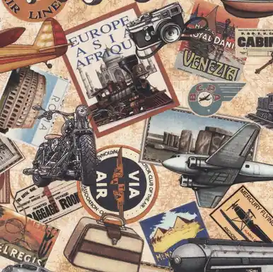 Time-Limited Quilting Treasures Fabrics Got Your Back Dan Morris Vintage Travel Motif Patches