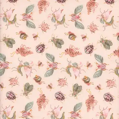 Exclusive Dear Stella Fabrics Swan Song Rae Ritchie Salmon Pretty Bugs