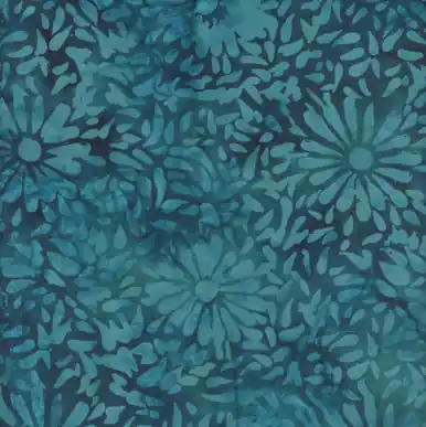 Cheap Windham Fabrics Anthology Batiks Jacqueline de Jonge Luna Teal Blue Daisy Petals