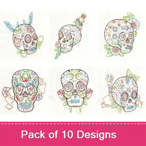 Factory Price Candy Skulls Embroidery design pack by Daydream Designs, Embroidery Packs on EmbroideryDesigns.com