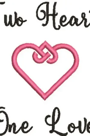 Free Shipping Two Hearts One Love Embroidery Design