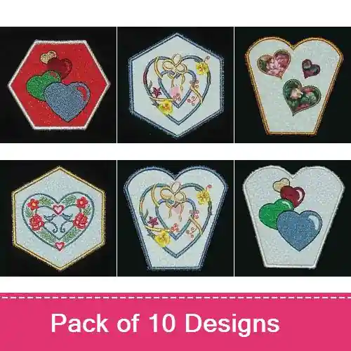 Valentine Bowls Embroidery design pack by Daydream Designs, Embroidery Packs on EmbroideryDesigns.com Fast Shipping