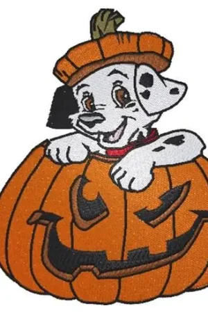 Same Day Shipping Dalmatian Jack-O-Lantern Embroidery Design