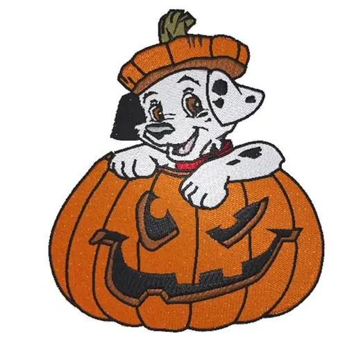Same Day Shipping Dalmatian Jack-O-Lantern Embroidery Design