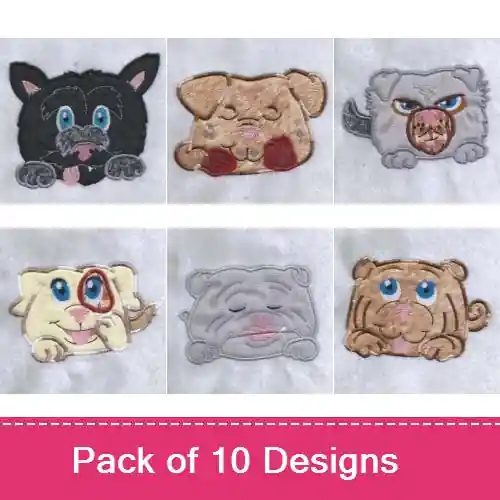 Today Only Applique Chubby Puppies Embroidery design pack by Daydream Designs, Embroidery Packs on EmbroideryDesigns.com