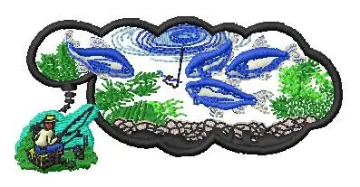 Fishing Scene Embroidery Design Warranty Included