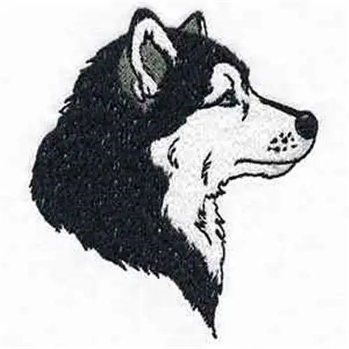 Modern Husky Profile Embroidery Design