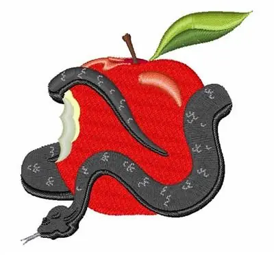 Markdown Snake & Apple Embroidery Design